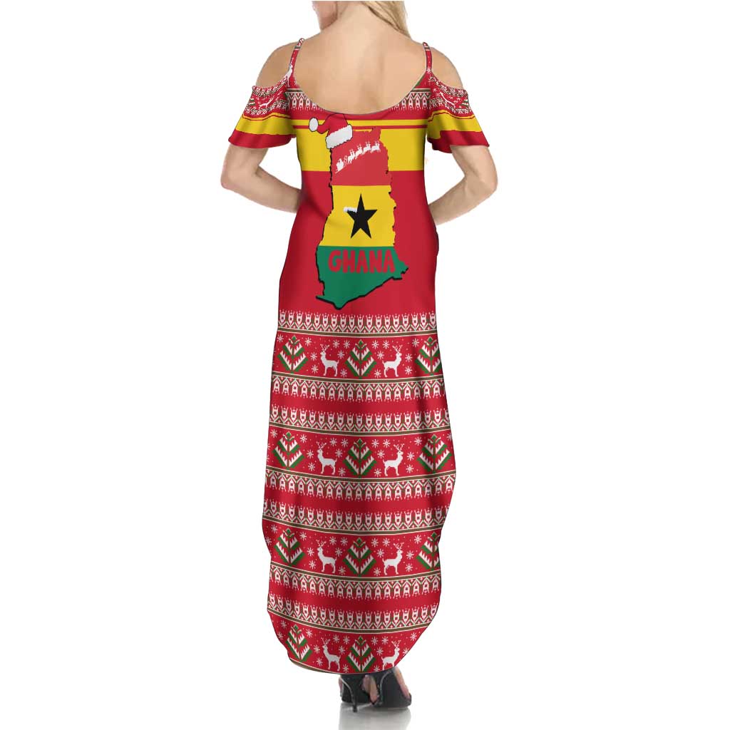 Ghana Christmas Summer Maxi Dress with Monkey Holding Gift Ghana Map and Festive - Wonder Print Shop
