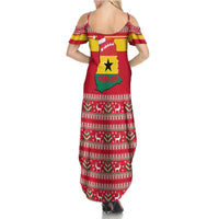 Ghana Christmas Summer Maxi Dress with Monkey Holding Gift Ghana Map and Festive - Wonder Print Shop