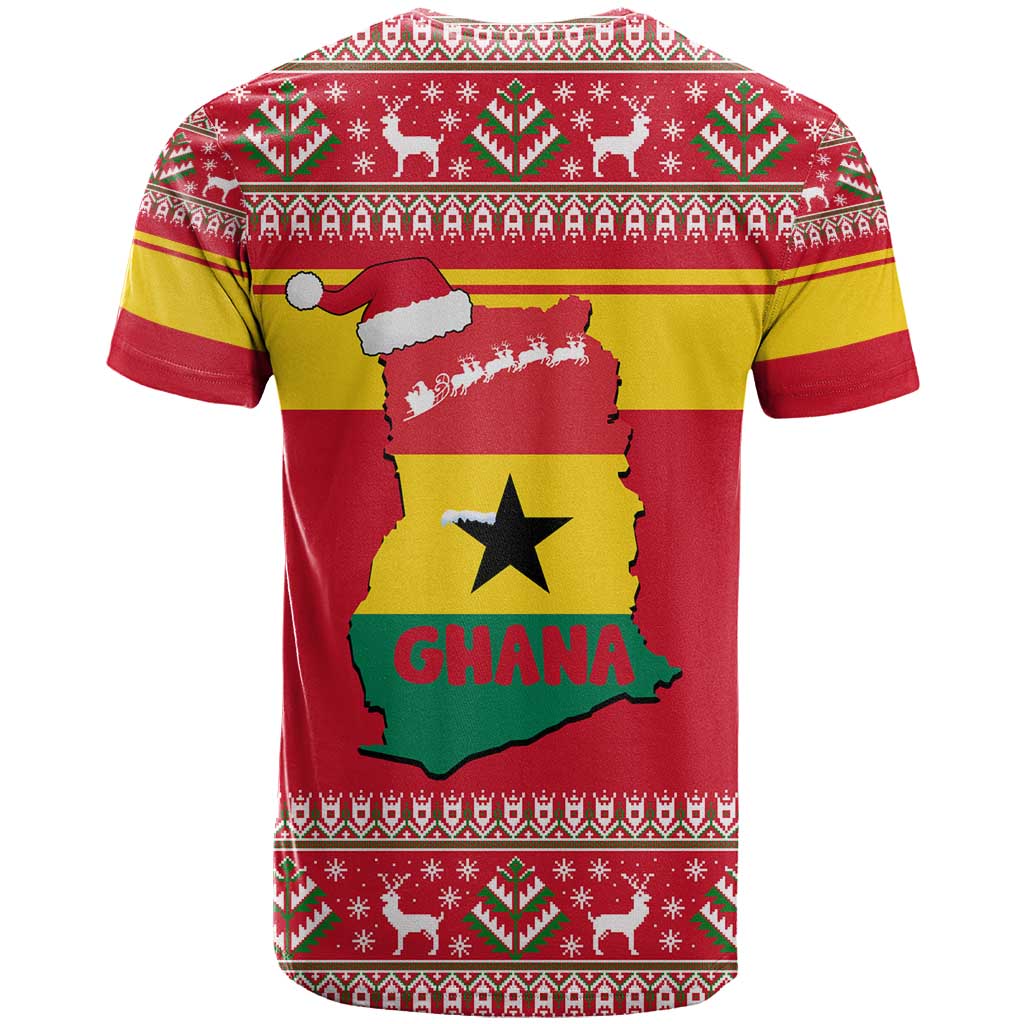 Ghana Christmas T Shirt with Monkey Holding Gift Ghana Map and Festive - Wonder Print Shop