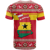 Ghana Christmas T Shirt with Monkey Holding Gift Ghana Map and Festive - Wonder Print Shop
