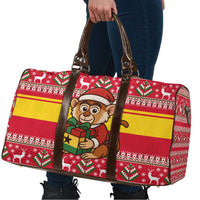 Ghana Christmas Travel Bag with Monkey Holding Gift Ghana Map and Festive - Wonder Print Shop