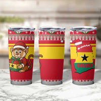 Ghana Christmas Tumbler Cup with Monkey Holding Gift Ghana Map and Festive - Wonder Print Shop