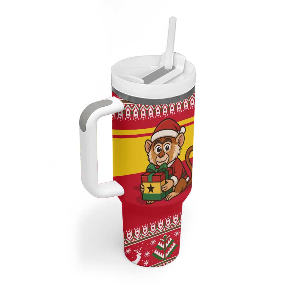 Ghana Christmas Tumbler With Handle with Monkey Holding Gift Ghana Map and Festive - Wonder Print Shop