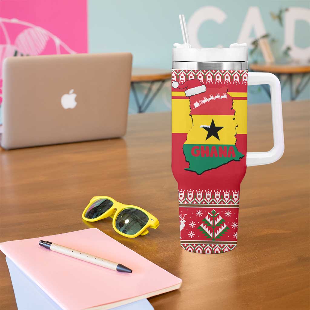Ghana Christmas Tumbler With Handle with Monkey Holding Gift Ghana Map and Festive - Wonder Print Shop
