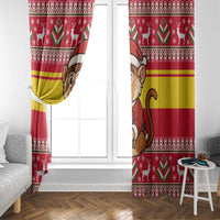 Ghana Christmas Window Curtain with Monkey Holding Gift Ghana Map and Festive - Wonder Print Shop
