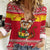 Ghana Christmas Women Casual Shirt with Monkey Holding Gift Ghana Map and Festive - Wonder Print Shop