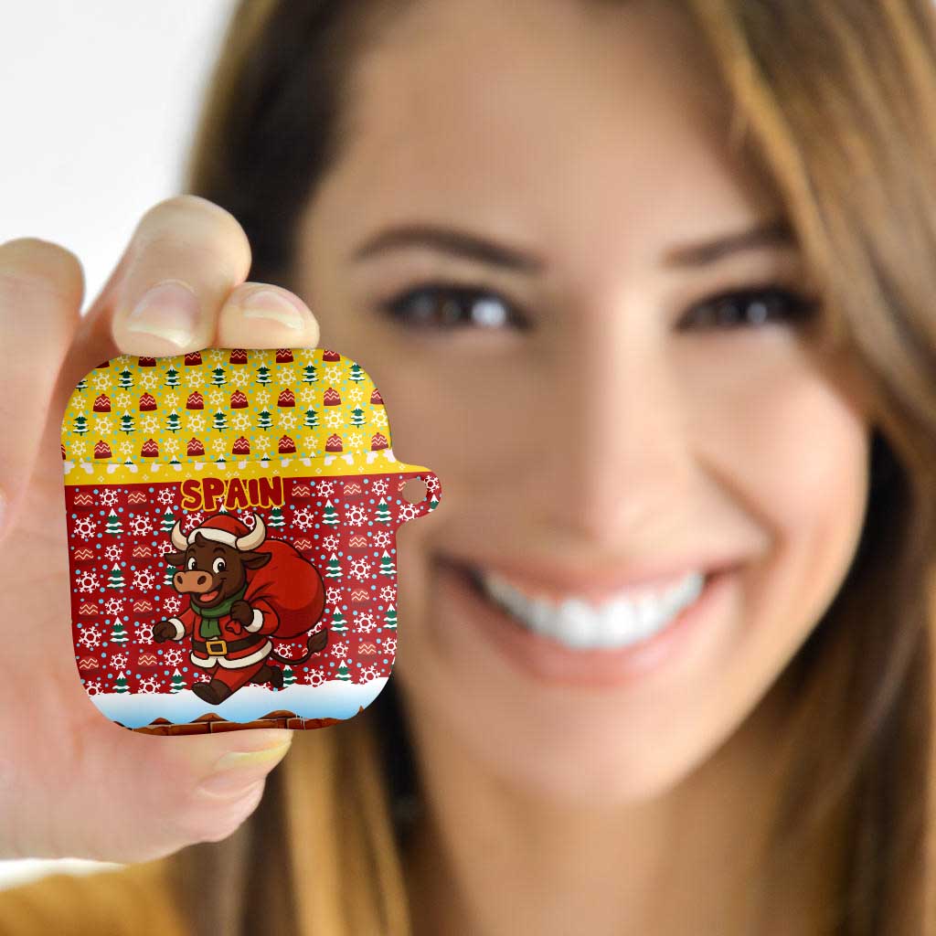 Spain Christmas AirPods Case with Santa Bull Brick Chimney Wreath and Festive Holiday - Wonder Print Shop