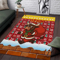 Spain Christmas Area Rug with Santa Bull Brick Chimney Wreath and Festive Holiday - Wonder Print Shop