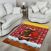 Spain Christmas Area Rug with Santa Bull Brick Chimney Wreath and Festive Holiday - Wonder Print Shop