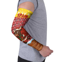 Spain Christmas Arm Sleeves with Santa Bull Brick Chimney Wreath and Festive Holiday - Wonder Print Shop