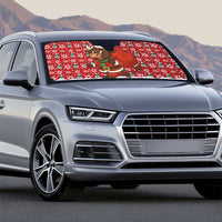 Spain Christmas Auto Sun Shade with Santa Bull Brick Chimney Wreath and Festive Holiday - Wonder Print Shop