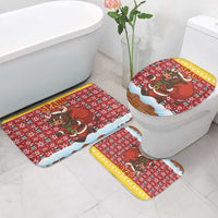 Spain Christmas Bathroom Set with Santa Bull Brick Chimney Wreath and Festive Holiday - Wonder Print Shop
