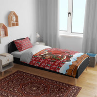 Spain Christmas Bedding Set with Santa Bull Brick Chimney Wreath and Festive Holiday - Wonder Print Shop