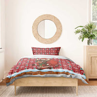 Spain Christmas Bedding Set with Santa Bull Brick Chimney Wreath and Festive Holiday - Wonder Print Shop