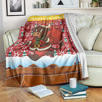 Spain Christmas Blanket with Santa Bull Brick Chimney Wreath and Festive Holiday - Wonder Print Shop