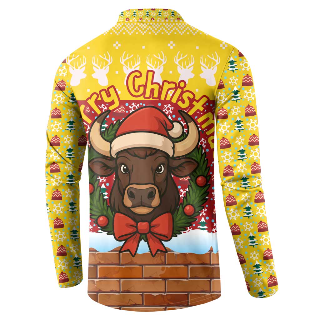 Spain Christmas Button Sweatshirt with Santa Bull Brick Chimney Wreath and Festive Holiday - Wonder Print Shop