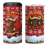 Spain Christmas 4 in 1 Can Cooler Tumbler with Santa Bull Brick Chimney Wreath and Festive Holiday - Wonder Print Shop