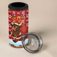 Spain Christmas 4 in 1 Can Cooler Tumbler with Santa Bull Brick Chimney Wreath and Festive Holiday - Wonder Print Shop