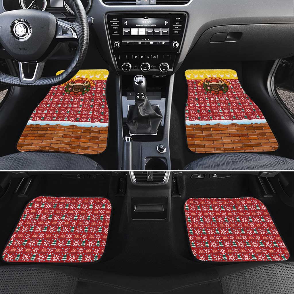 Spain Christmas Car Mats with Santa Bull Brick Chimney Wreath and Festive Holiday - Wonder Print Shop