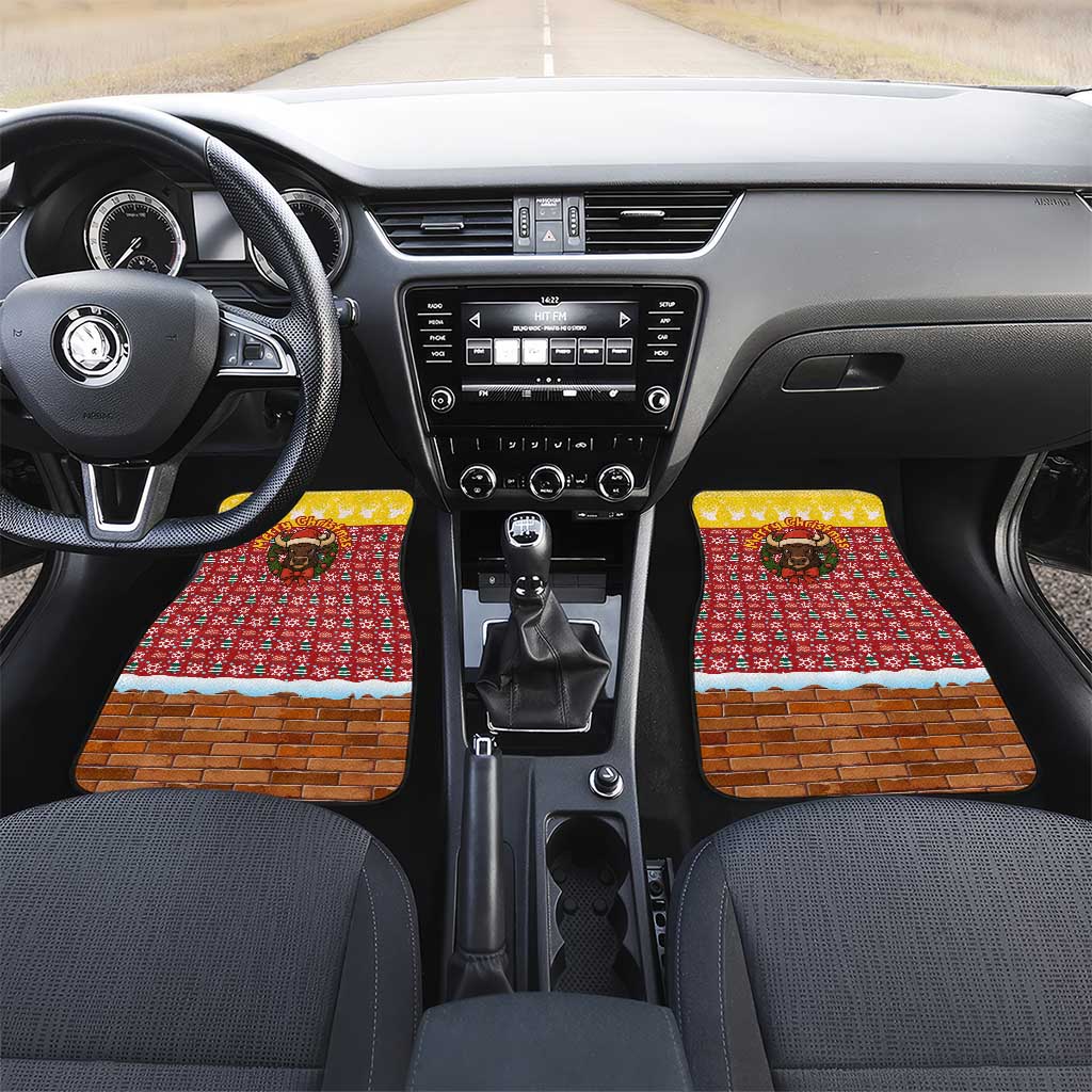 Spain Christmas Car Mats with Santa Bull Brick Chimney Wreath and Festive Holiday - Wonder Print Shop