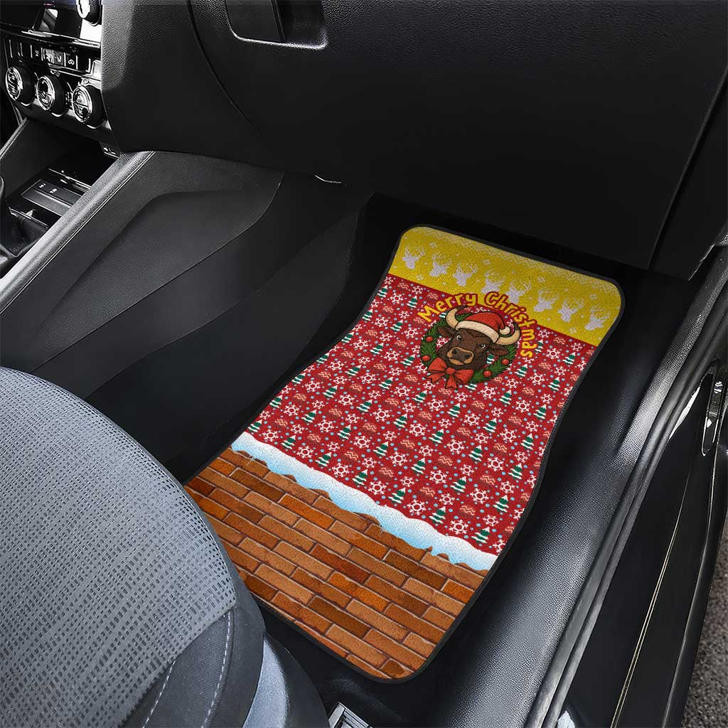 Spain Christmas Car Mats with Santa Bull Brick Chimney Wreath and Festive Holiday - Wonder Print Shop