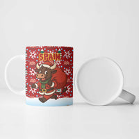 Spain Christmas Ceramic Mug with Santa Bull Brick Chimney Wreath and Festive Holiday - Wonder Print Shop