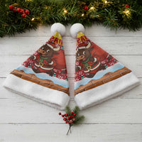 Spain Christmas Santa Hat with Santa Bull Brick Chimney Wreath and Festive Holiday - Wonder Print Shop