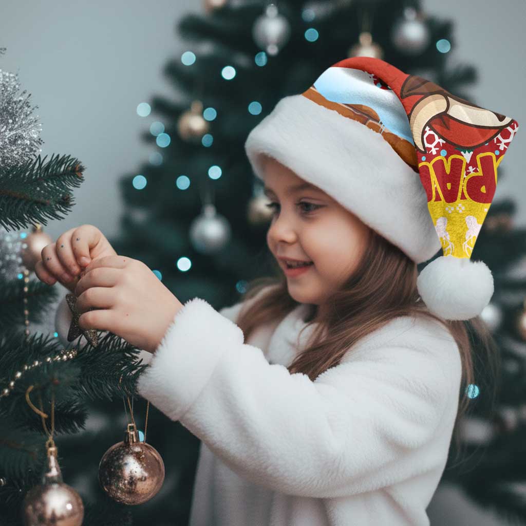 Spain Christmas Santa Hat with Santa Bull Brick Chimney Wreath and Festive Holiday - Wonder Print Shop