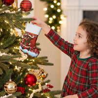 Spain Christmas Stocking with Santa Bull Brick Chimney Wreath and Festive Holiday - Wonder Print Shop