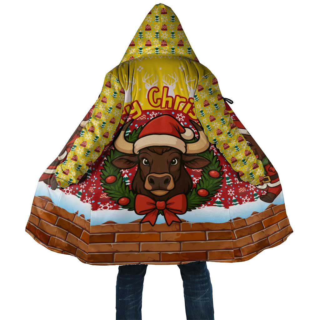 Spain Christmas Cloak with Santa Bull Brick Chimney Wreath and Festive Holiday - Wonder Print Shop
