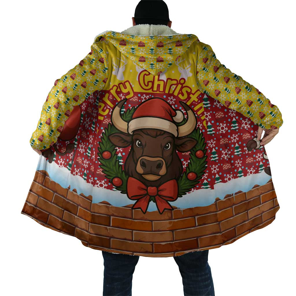 Spain Christmas Cloak with Santa Bull Brick Chimney Wreath and Festive Holiday - Wonder Print Shop