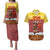 Spain Christmas Couples Matching Puletasi and Hawaiian Shirt with Santa Bull Brick Chimney Wreath and Festive Holiday - Wonder Print Shop