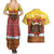 Spain Christmas Couples Matching Summer Maxi Dress and Hawaiian Shirt with Santa Bull Brick Chimney Wreath and Festive Holiday - Wonder Print Shop