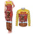 Spain Christmas Couples Matching Tank Maxi Dress and Long Sleeve Button Shirt with Santa Bull Brick Chimney Wreath and Festive Holiday - Wonder Print Shop