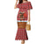 Spain Christmas Family Matching Mermaid Dress and Hawaiian Shirt with Santa Bull Brick Chimney Wreath and Festive Holiday - Wonder Print Shop