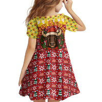 Spain Christmas Family Matching Off Shoulder Maxi Dress and Hawaiian Shirt with Santa Bull Brick Chimney Wreath and Festive Holiday - Wonder Print Shop