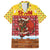 Spain Christmas Family Matching Off Shoulder Short Dress and Hawaiian Shirt with Santa Bull Brick Chimney Wreath and Festive Holiday - Wonder Print Shop