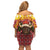 Spain Christmas Family Matching Off Shoulder Short Dress and Hawaiian Shirt with Santa Bull Brick Chimney Wreath and Festive Holiday - Wonder Print Shop