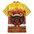 Spain Christmas Family Matching Puletasi and Hawaiian Shirt with Santa Bull Brick Chimney Wreath and Festive Holiday - Wonder Print Shop
