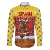 Spain Christmas Family Matching Puletasi and Hawaiian Shirt with Santa Bull Brick Chimney Wreath and Festive Holiday - Wonder Print Shop