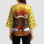 Spain Christmas Kimono Sleeve Blouse with Santa Bull Brick Chimney Wreath and Festive Holiday - Wonder Print Shop