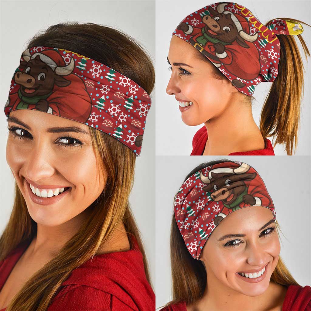 Spain Christmas Neck Gaiter with Santa Bull Brick Chimney Wreath and Festive Holiday - Wonder Print Shop