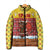 Spain Christmas Padded Jacket with Santa Bull Brick Chimney Wreath and Festive Holiday - Wonder Print Shop