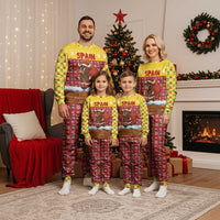 Spain Christmas Pajama Set with Santa Bull Brick Chimney Wreath and Festive Holiday - Wonder Print Shop