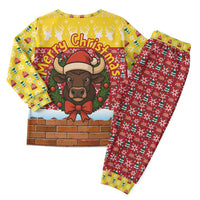 Spain Christmas Pajama Set with Santa Bull Brick Chimney Wreath and Festive Holiday - Wonder Print Shop
