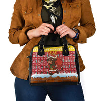 Spain Christmas Shoulder Handbag with Santa Bull Brick Chimney Wreath and Festive Holiday - Wonder Print Shop