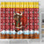 Spain Christmas Shower Curtain with Santa Bull Brick Chimney Wreath and Festive Holiday - Wonder Print Shop