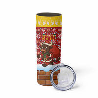 Spain Christmas Skinny Tumbler with Santa Bull Brick Chimney Wreath and Festive Holiday - Wonder Print Shop