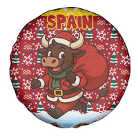 Spain Christmas Spare Tire Cover with Santa Bull Brick Chimney Wreath and Festive Holiday - Wonder Print Shop