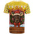 Spain Christmas T Shirt with Santa Bull Brick Chimney Wreath and Festive Holiday - Wonder Print Shop